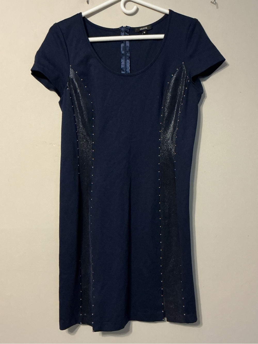 Grayse Navy Blue W/ Studs Cocktail Dress